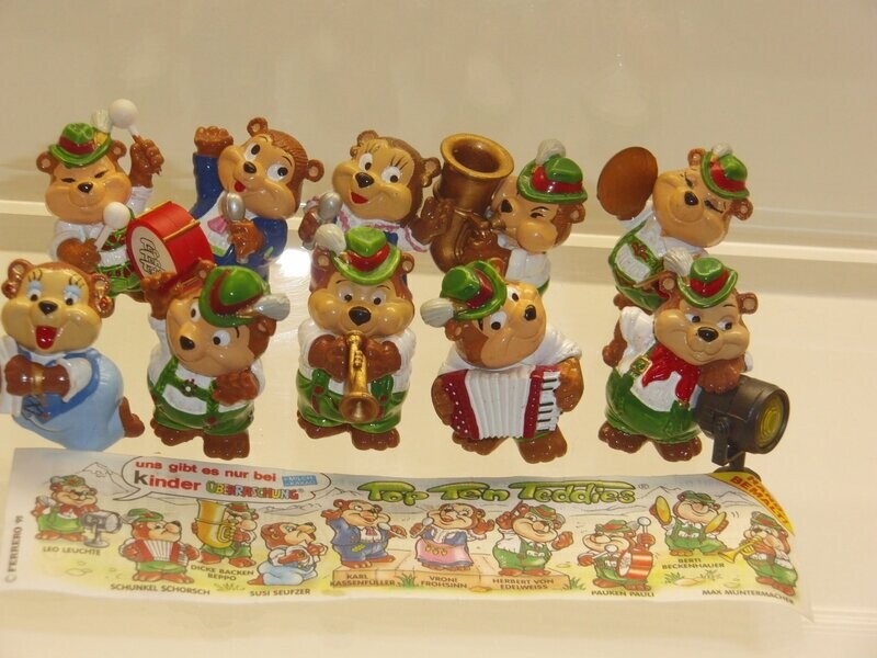 Ferrero Ü-Ei: 1995: Die Top Ten Teddies: kompletter Satz mit 10 Figuren mit 1 BPZ