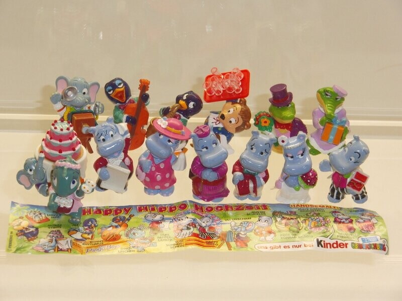 Ferrero Ü-Ei: 1999: Die Happy Hippo Hochzeit: kompletter Satz mit 14 Figuren mit 1 BPZ