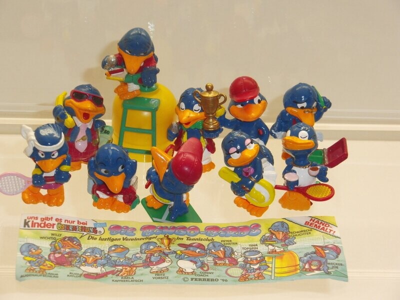 Ferrero Ü-Ei: 1996: Die Bingo Birds: kompletter Satz mit 10 Figuren mit 1 BPZ Ferrero Ü-Ei: 1996: Die Bingo Birds: kompletter Satz mit 10 Figuren mit 1 BPZ