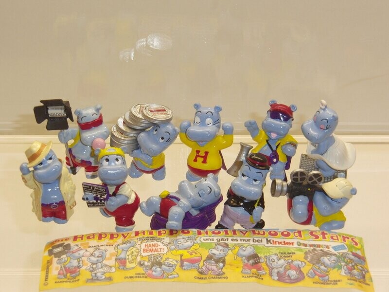 Ferrero Ü-Ei: 1997: Die Happy Hippo Hollywood Stars: kompletter Satz mit 10 Figuren mit 1 BPZ