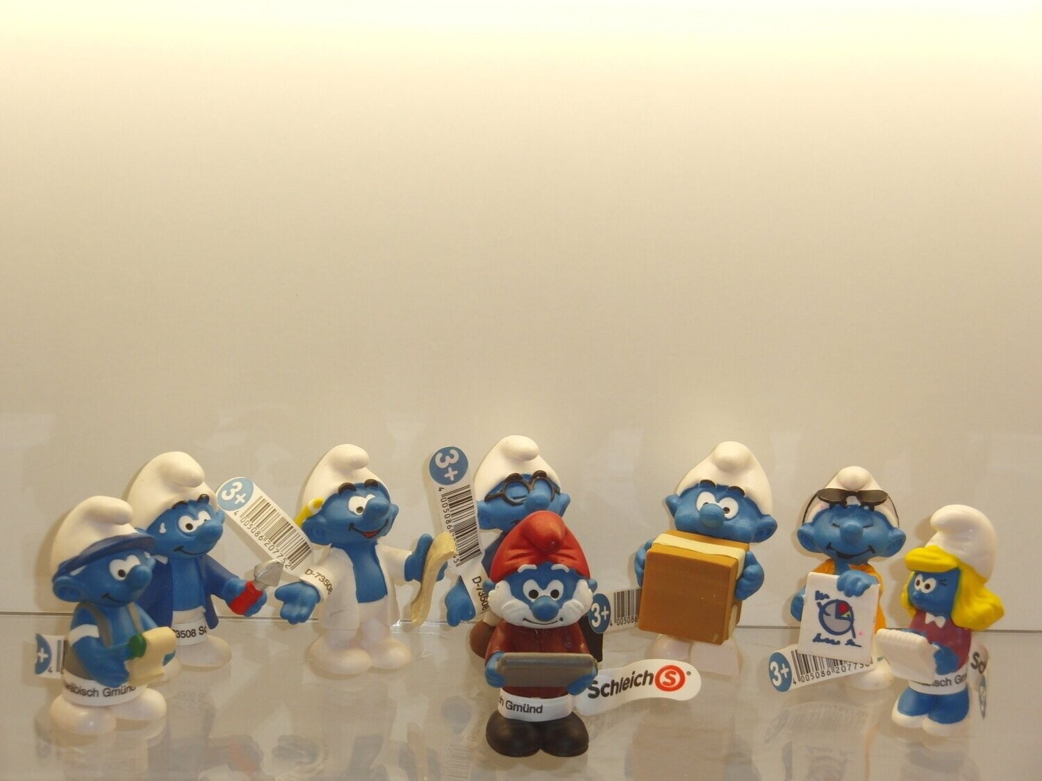 Büroschlümpfe 2.0768 - 2.0775 : kompletter Satz mit 8 Figuren