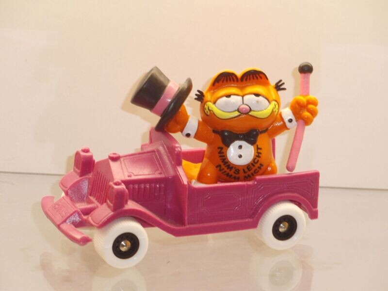 Garfield: Bully: im Auto: Lieferwagen lila: Garfield mit Stock und Zylinder Garfield: Bully: im Auto: Lieferwagen lila: Garfield mit Stock und Zylinder