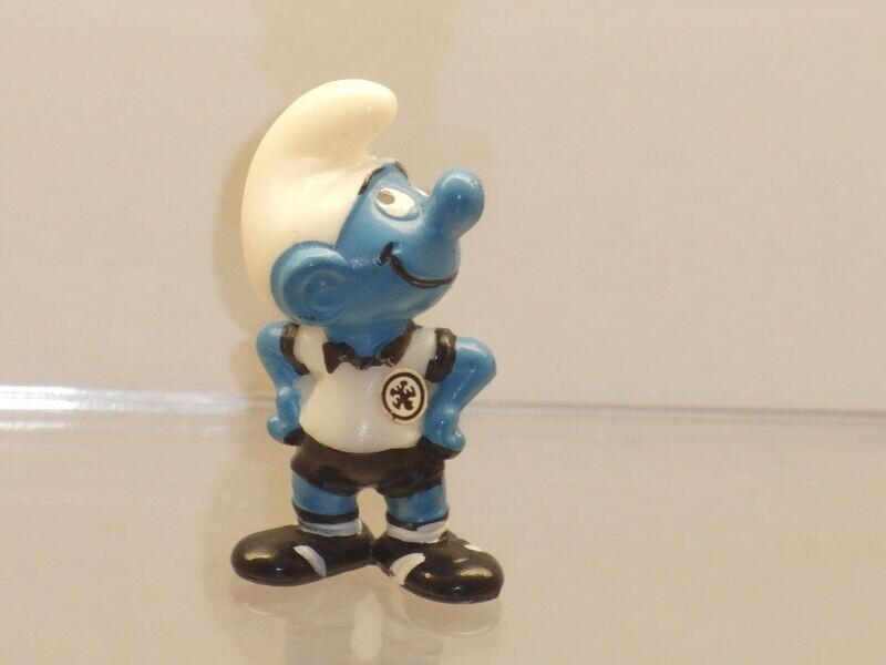 Die Fußballschlümpfe 1988: Verwarnter Schlumpf, mit Emblem Die Fußballschlümpfe 1988: Verwarnter Schlumpf, mit Emblem