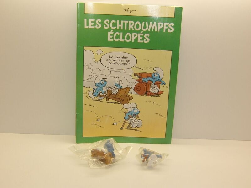 Werbeschlumpf  "Versehrten Schlümpfe Frankreich" Satz mit 2 Figuren + Comic (Figuren noch eingeschweißt)