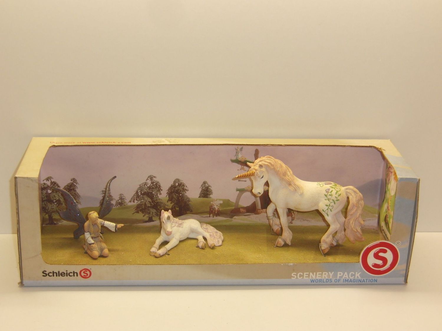Schleich: Bayala: 41287 Scenery Pack mit Einhorn groß, klein und Lindariel in Verpackung
