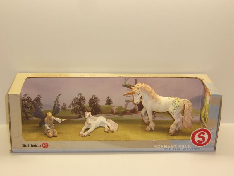 Schleich: Bayala: 41287 Scenery Pack mit Einhorn groß, klein und Lindariel in Verpackung