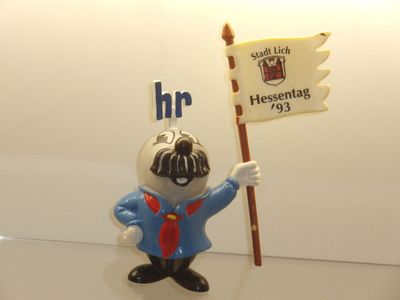 Werbefiguren: HR-Fernsehen: Onkel Otto: Schleich 90er Jahre: Onkel Otto mit Werbefahne Hessentag 1993 Lich