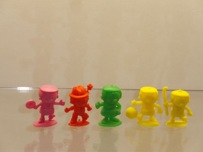 Werbefiguren: Trimm-Dich-Männchen Heimo ca. 80er Jahre: 5 verschiedene einfarbige Figuren