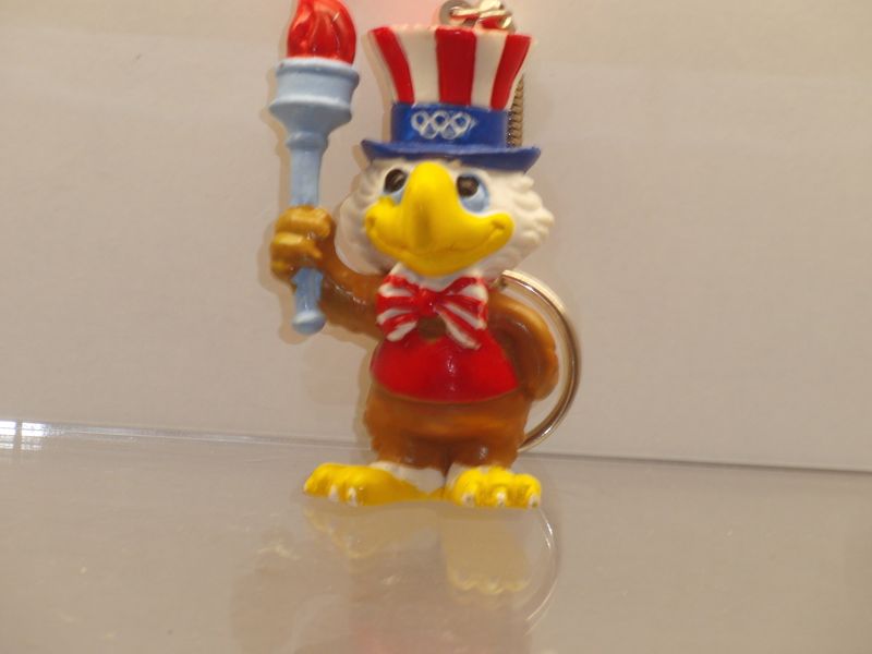 Werbefiguren: Olympische Spiele Los Angeles 1984: Maskottchen Sam mit Fackel (Schlüsselanhänger)