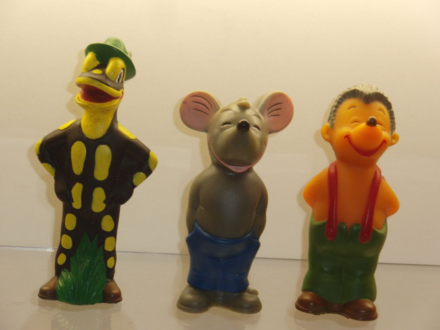 Werbefiguren: Salamander ab 90er Jahre: Lurchi und seine Freunde: 3 verschiedene Quietsch-Figuren Werbefiguren: Salamander ab 90er Jahre: Lurchi und seine Freunde: 3 verschiedene Quietsch-Figuren