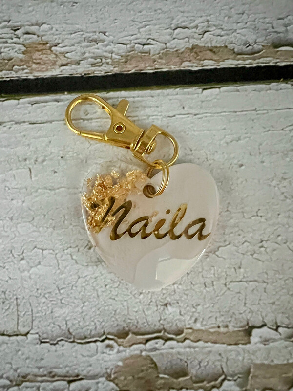 Herz Hundemarke Weiss/Gold