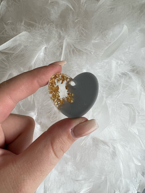 Herz Hundemarke Grau/Gold