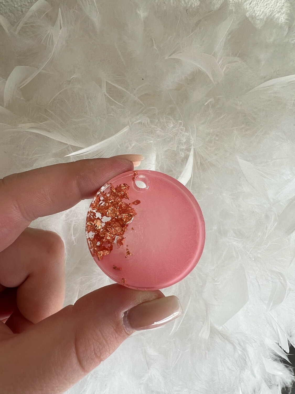Hundemarke Rund Gross Rosa/Rosegold