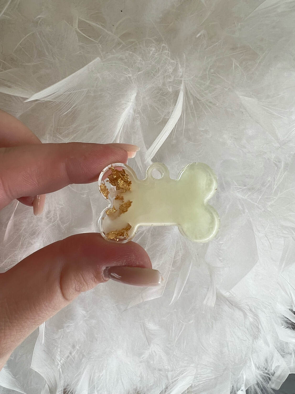 Hundemarke Knochen Klein Gelb/Gold