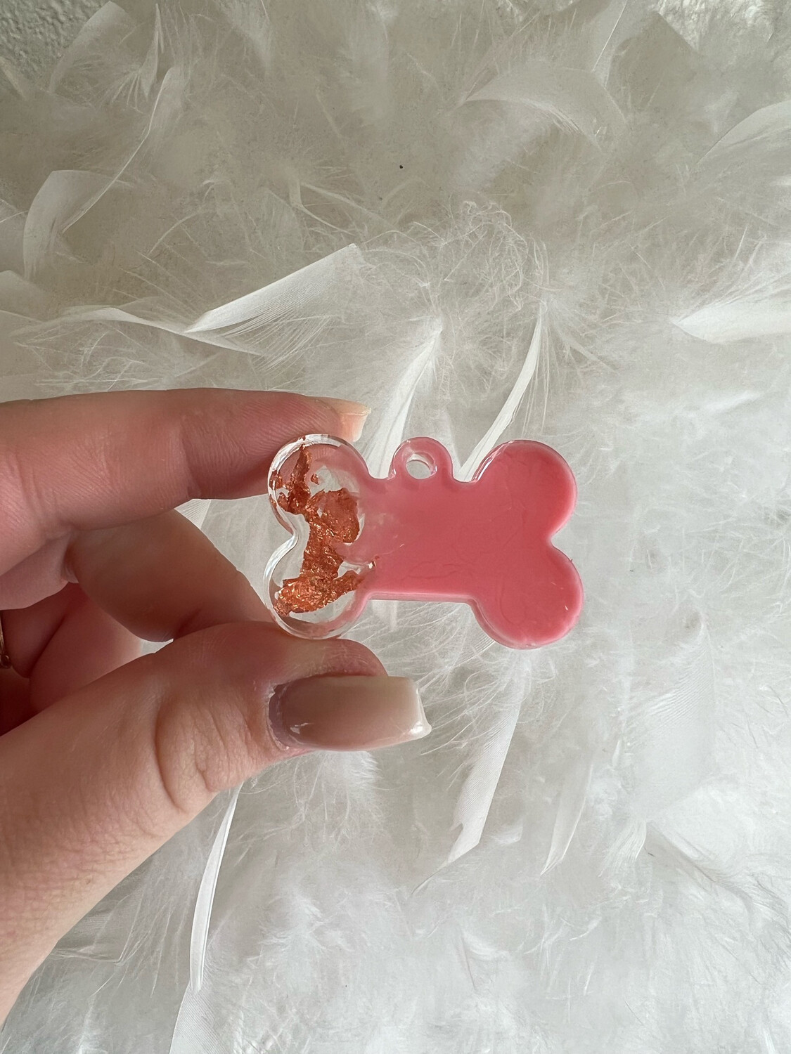 Hundemarke Knochen Klein Rosa/Rosegold