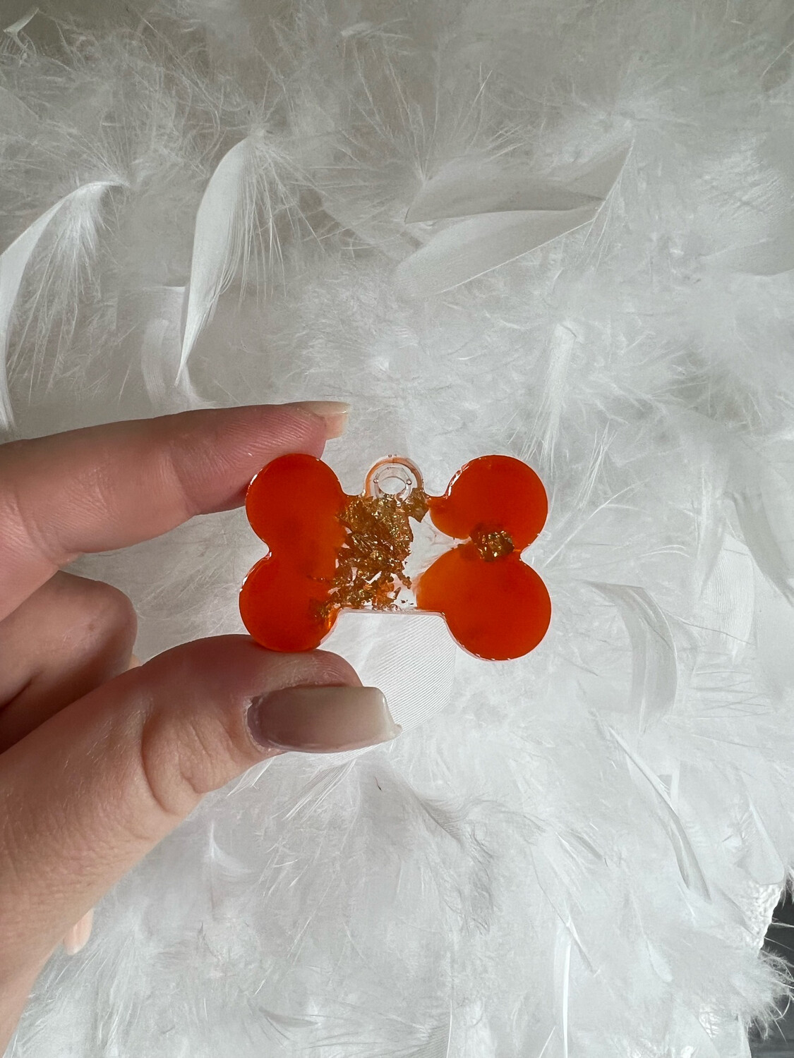 Hundemarke Knochen Klein Orange/Gold