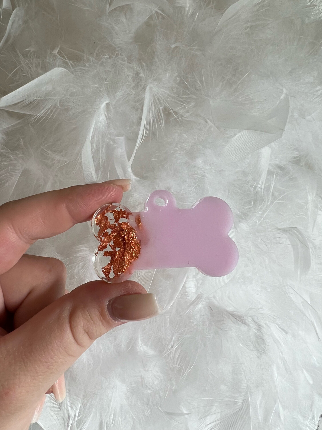 Hundemarke Knochen Gross Lila/Rosegold