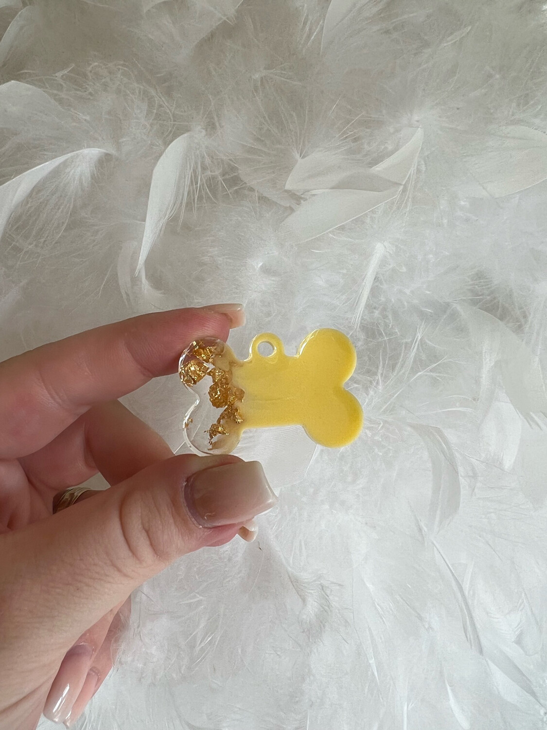 Hundemarke Knochen Klein Dunkelgelb/Gold