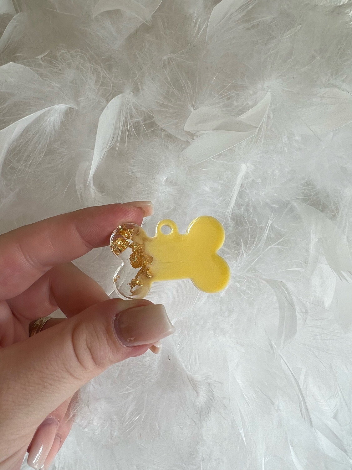 Hundemarke Knochen Klein Dunkelgelb/Gold