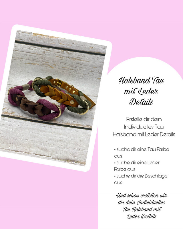 Tau Halsband mit Leder Details Tau Halsband mit Leder Details