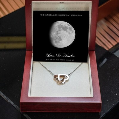 Hearts Joined Necklace - "Under This Moon" Design - CC