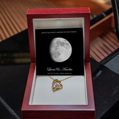 Eternal Love Heart Necklace - "Under This Moon" Design - CC