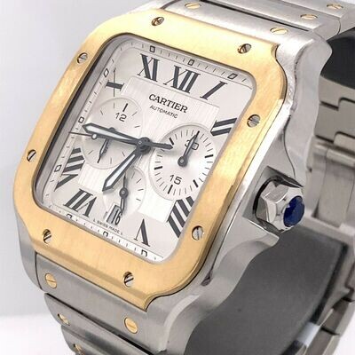 Cartier Santos Chronograph XL Steel & 18k Yellow Gold W2SA0008 Cartier Santos Chronograph XL Steel & 18k Yellow Gold W2SA0008