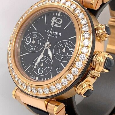 Cartier Pasha Seatimer Chronograph 18k Pink Gold & Diamond MJ13000M Cartier Pasha Seatimer Chronograph 18k Pink Gold & Diamond MJ13000M