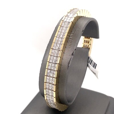 14k Yellow Gold 15.00 CT Princess Cut Diamond Tennis Bracelet