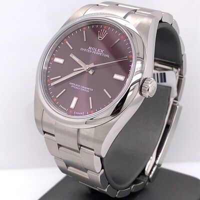 Pre-Owned Rolex Oyster Perpetual Grape Dial Steel 39mm Watch 114300