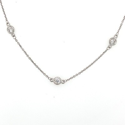 14k white Gold 1.00 CT Diamond By The Yard Necklace
