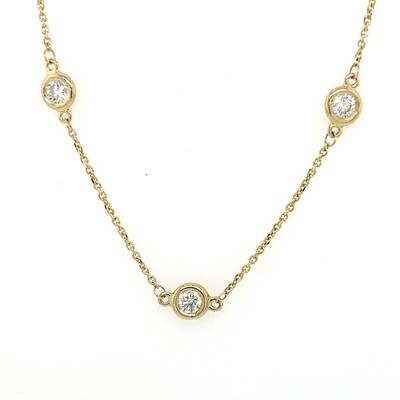 14k Yellow Gold 1.95 CT Diamond By The Yard Necklace