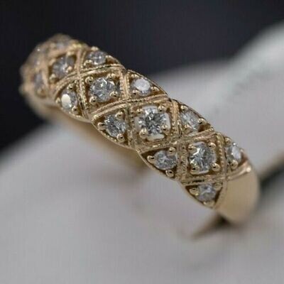 Fancy 14k Yellow Gold 0.75 CT Diamond Ladies Wedding Band, 3gm Fancy 14k Yellow Gold 0.75 CT Diamond Ladies Wedding Band, 3gm