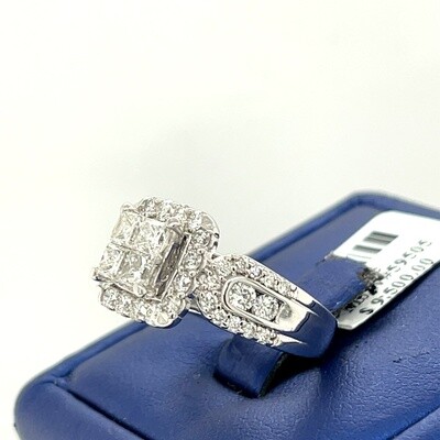 14k White Gold 1.50 Diamond Cluster Engagement Ring, 7.2g, Size 6 14k White Gold 1.50 Diamond Cluster Engagement Ring, 7.2g, Size 6