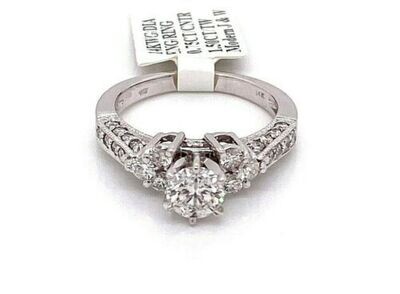 14k White Gold 1.50 CT Diamond Engagement Ring, 4.4gm, Size 7