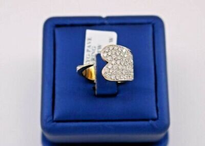 18k Yellow Gold 2.00 CT Diamond Pave Ring, 13.9gm, Size 7