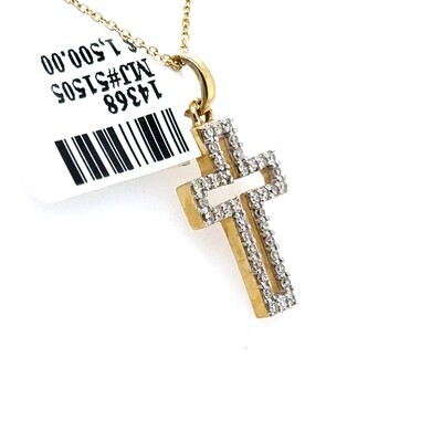 14k Yellow Gold 0.25 CT Diamond Cross Pendant, 2.2gm, S14368 14k Yellow Gold 0.25 CT Diamond Cross Pendant, 2.2gm, S14368