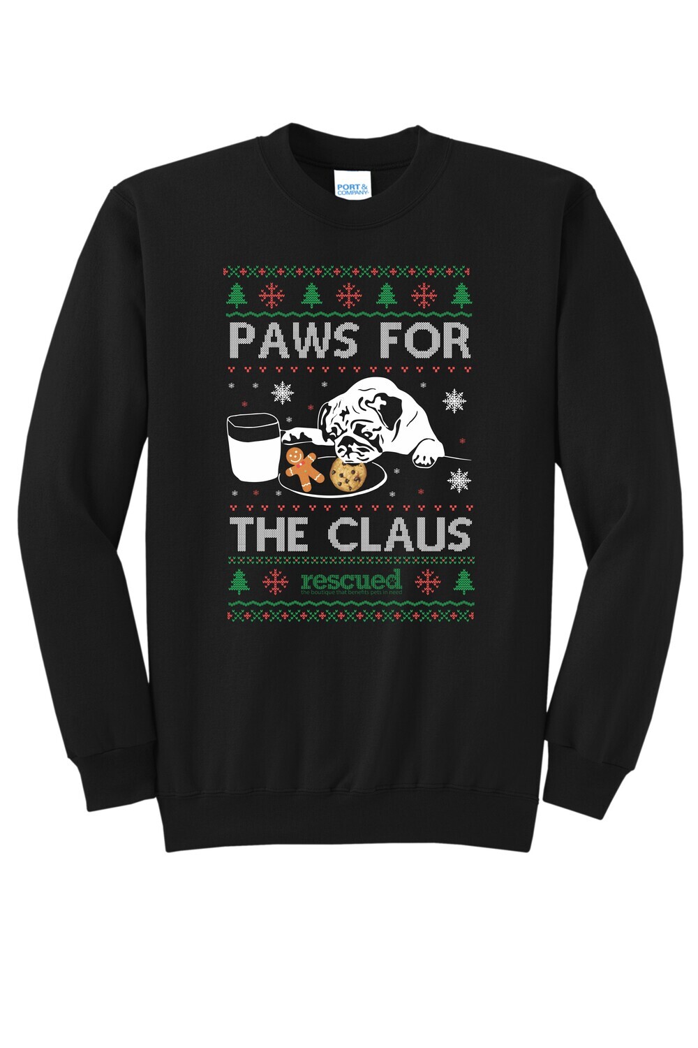 Rescued Paws For The Claus Crewneck Sweatshirt