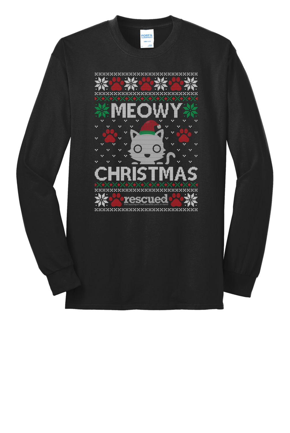 Rescued Meowy Christmas Long Sleeve T-shirt