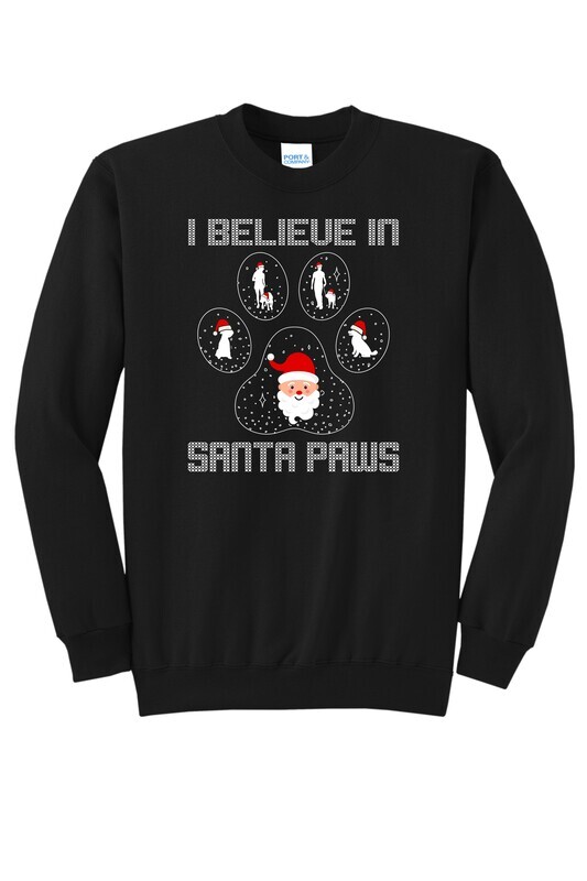 Rescued I Believe In Santa Paws Crewneck Sweatshirt
