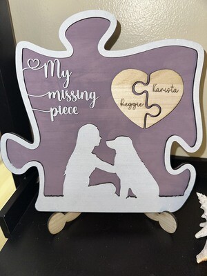 My Missing Piece Puzzle Piece Dog Sign