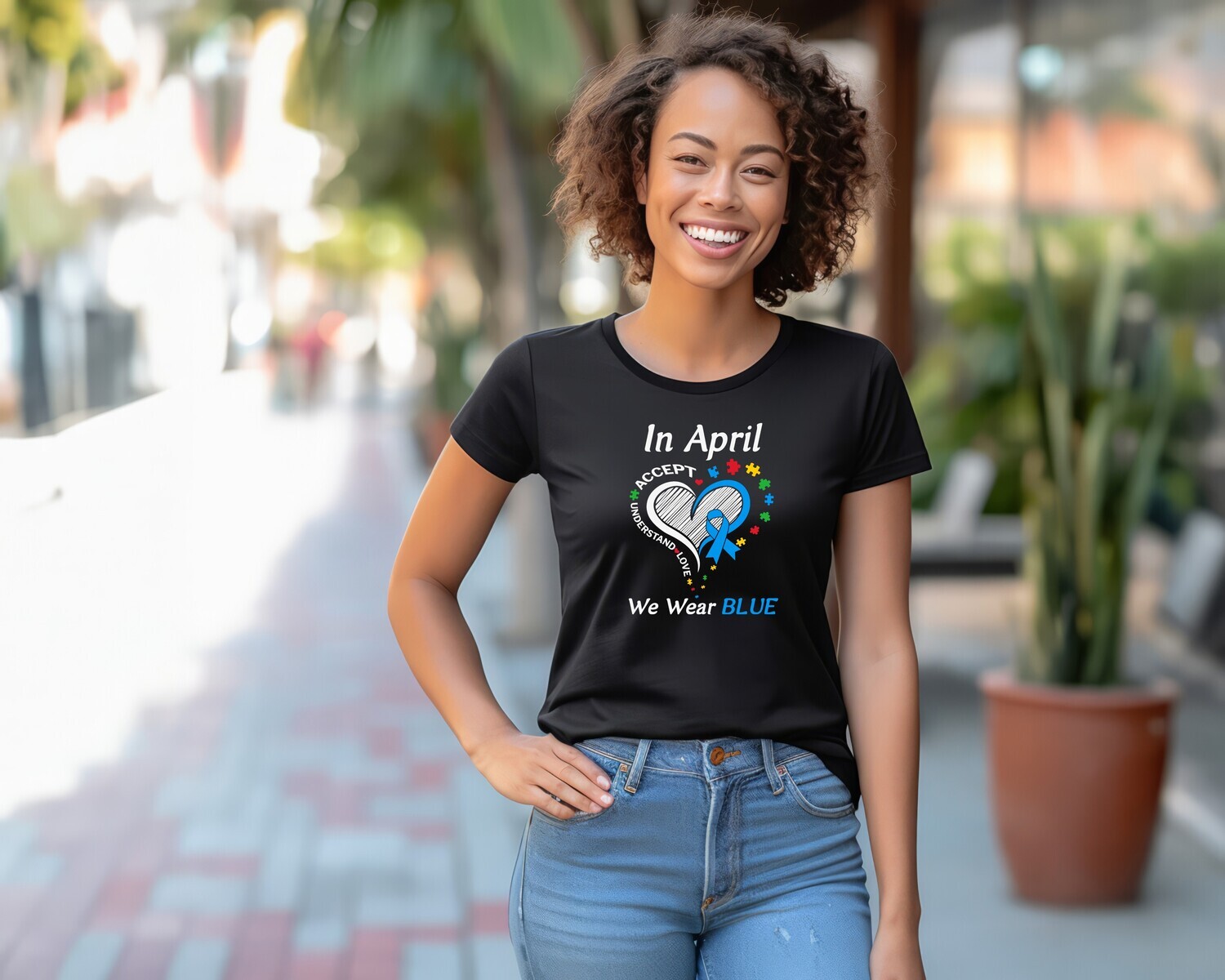 In April We Wear Blue Autism Awareness Shirt