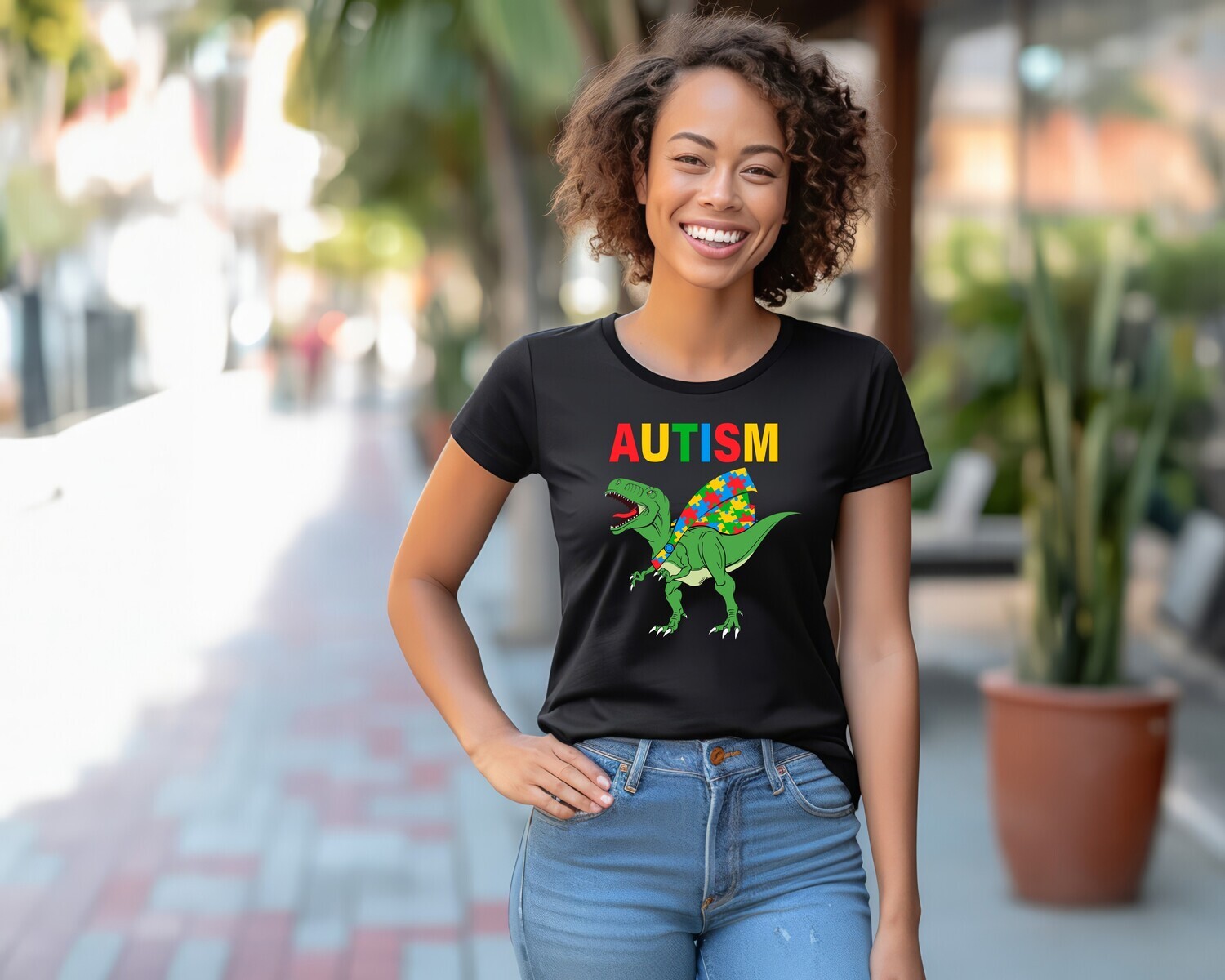 T-Rex In Cape Autism Awareness Shirt