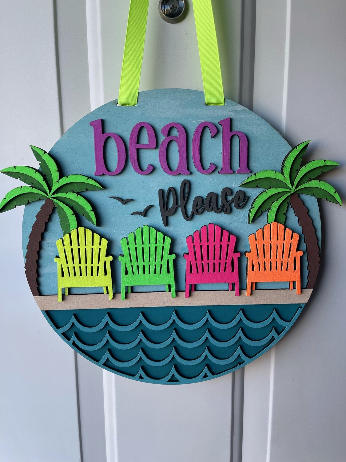 Beach Please Hanging Sign