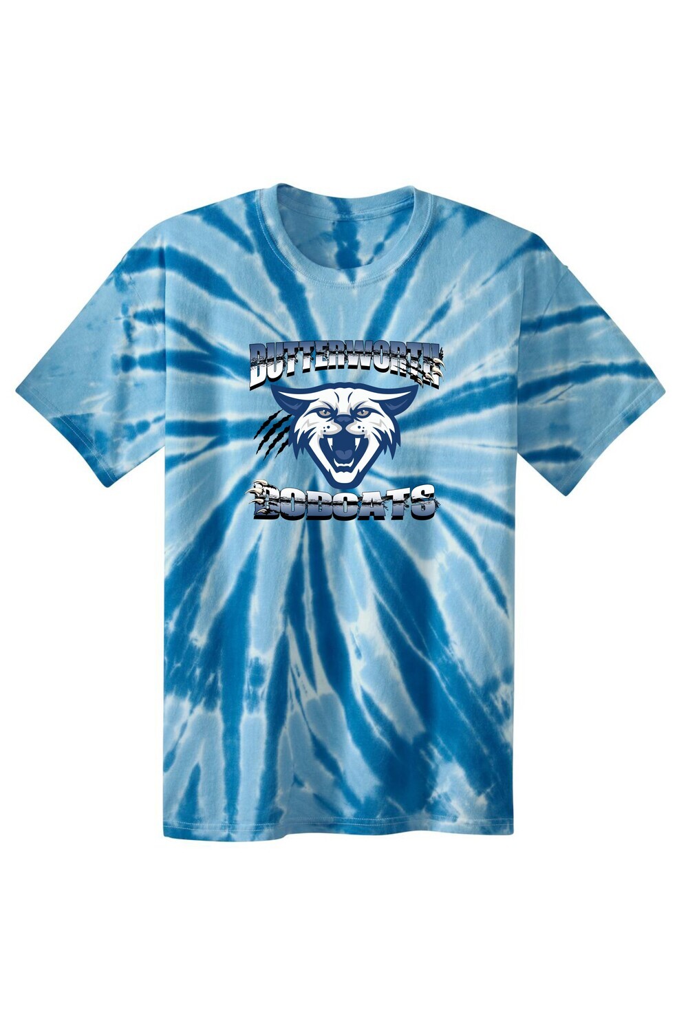 Butterworth Bobcats Messy Logo Blue Tie Dye T-shirt