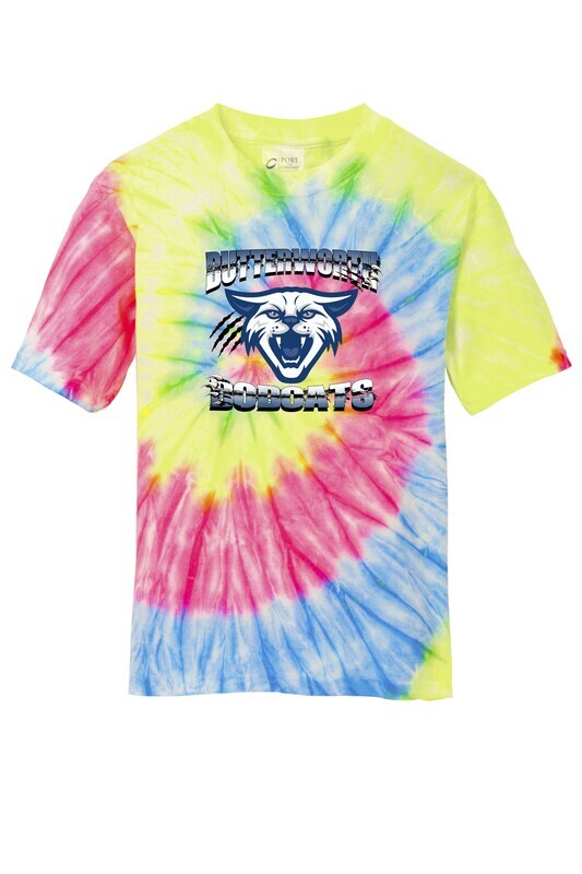 Butterworth Bobcats logo Neon Rainbow Tie Dye T-shirt