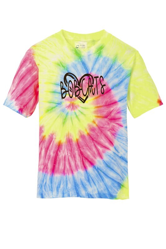 Butterworth Bobcats Heart Neon Rainbow Tie Dye T-shirt