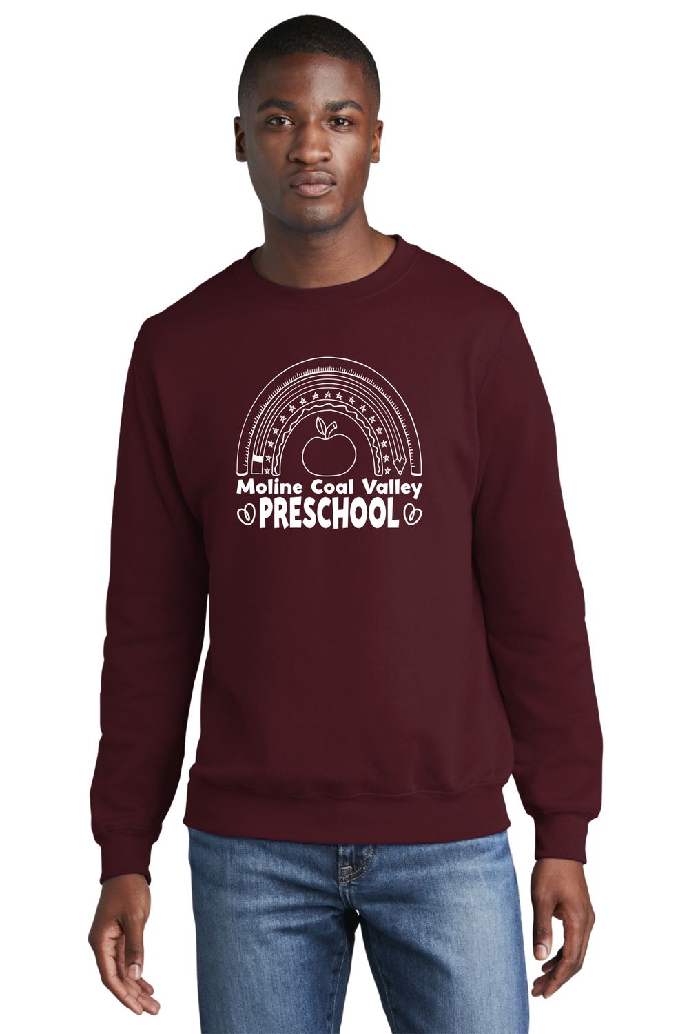 MCV Preschool Rainbow White Crewneck
