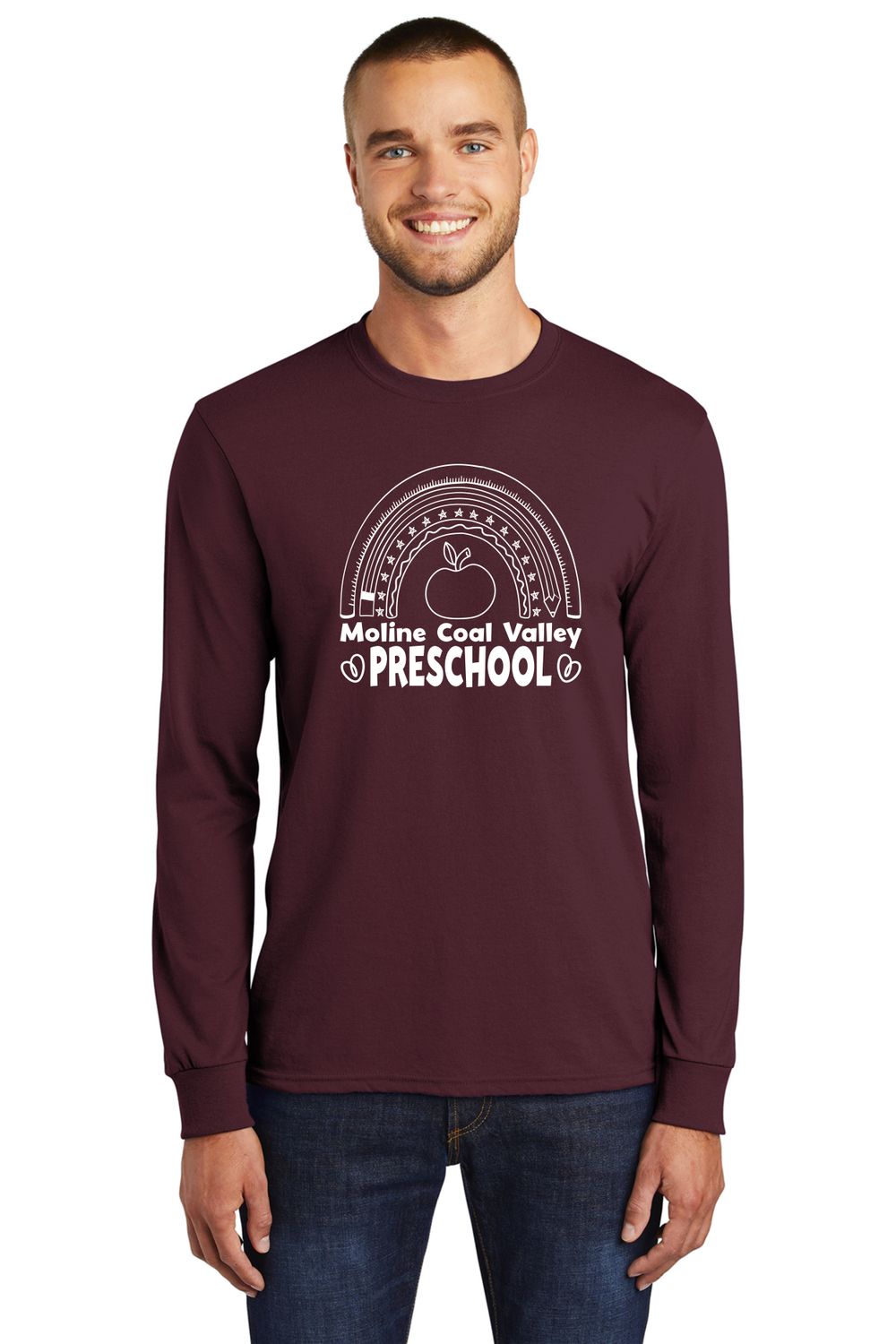 MCV Preschool Rainbow White Long Sleeve T-shirt