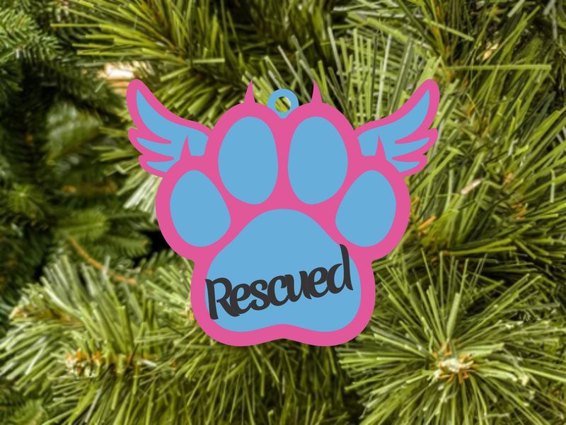 Cat Paw Print with Wings Ornament